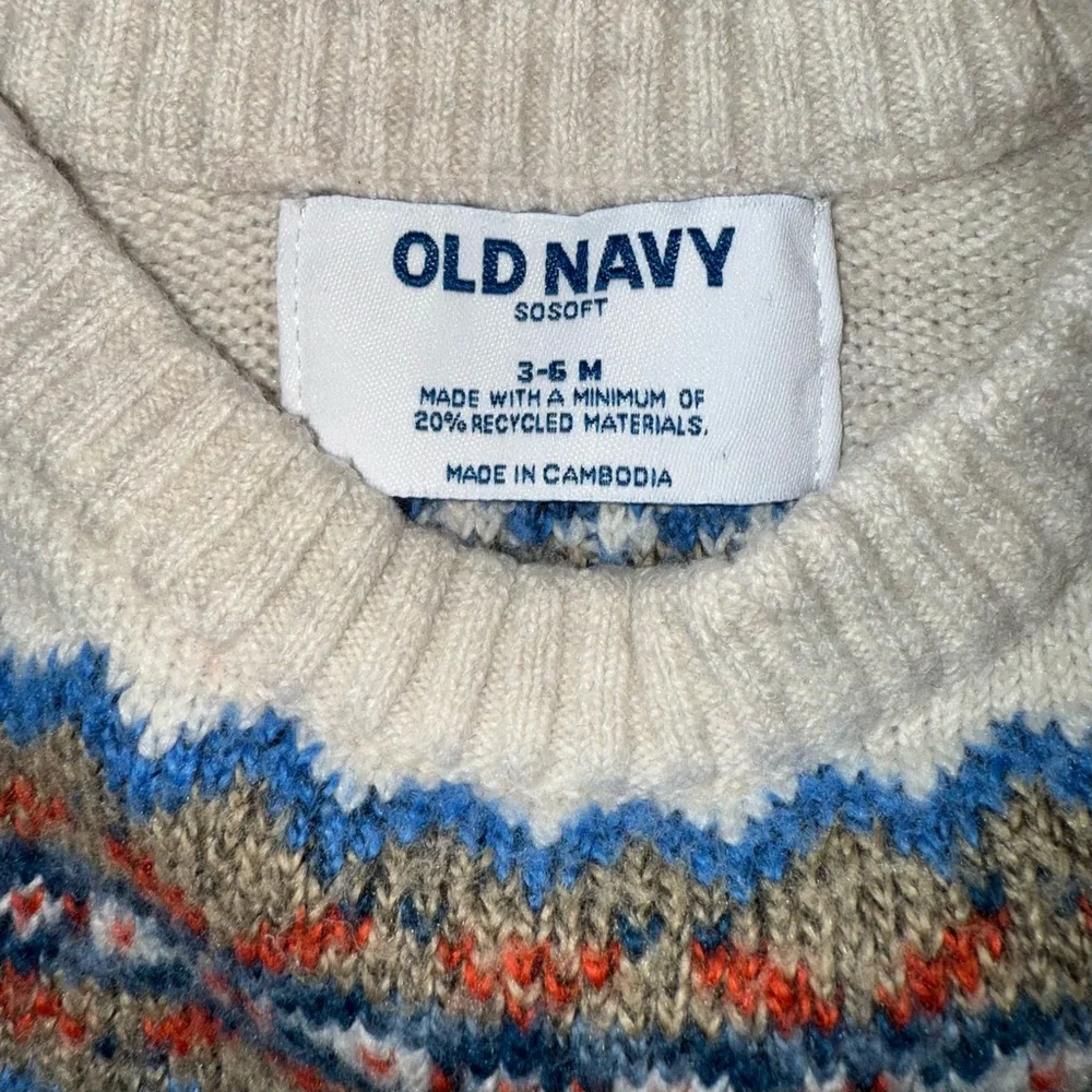 Old Navy Cream, Blue, Brown Fair Isle Kids Sweater